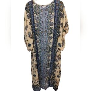 (1493) Pinky Multicolor Floral Print Kimono /  Duster Size Medium